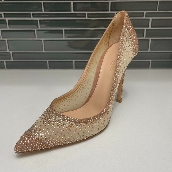 Rania 85 Pump in Nude Mesh/Crystal